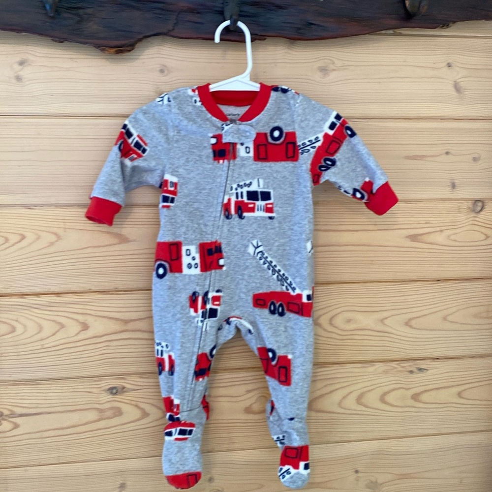 Carters sleeper with fire trucks, size 3 months